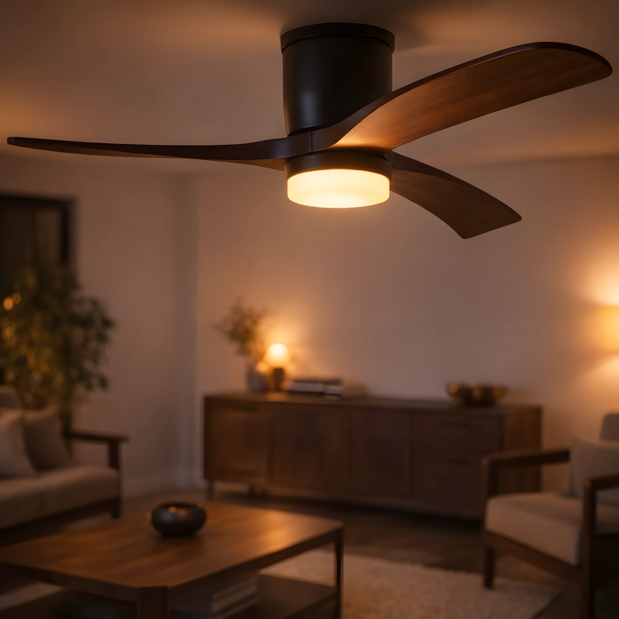 Natural Brown Wood with Light ceiling fan